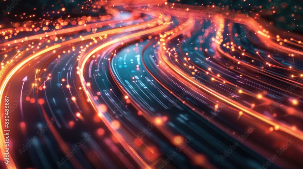 Dynamic high-speed data network with slick, glossy, and glowing lines of light Dynamic high-speed data network with slick, glossy, and glowing lines of light