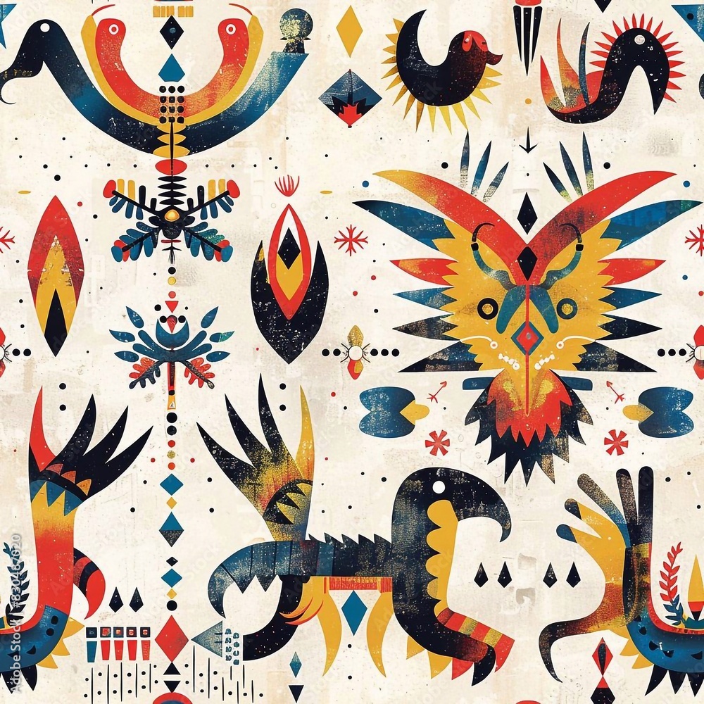 African Native Art Character Design Pattern Seamless generative ai art African Native Art Character Design Pattern Seamless generative ai art
