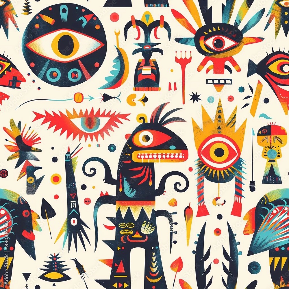 African Native Art Character Design Pattern Seamless generative ai art African Native Art Character Design Pattern Seamless generative ai art