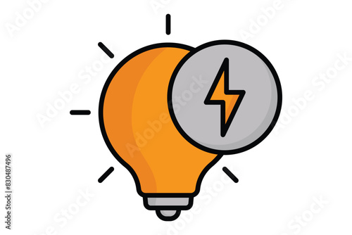 Electricity icon. light bulb with energy. icon related to utilities. colored outline icon style. utilities elements vector illustration