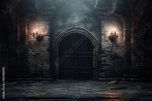 Medieval gate architecture crypt brick.