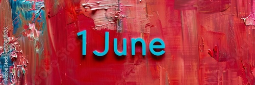 1st June Date on Vibrant Red and Blue Abstract Background