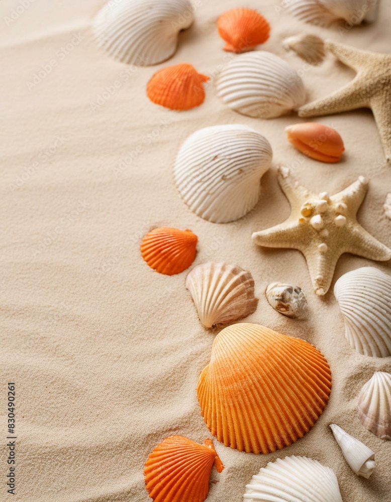 Seashell Decorated Sand: Plenty of Copy Space Seashell Decorated Sand: Plenty of Copy Space