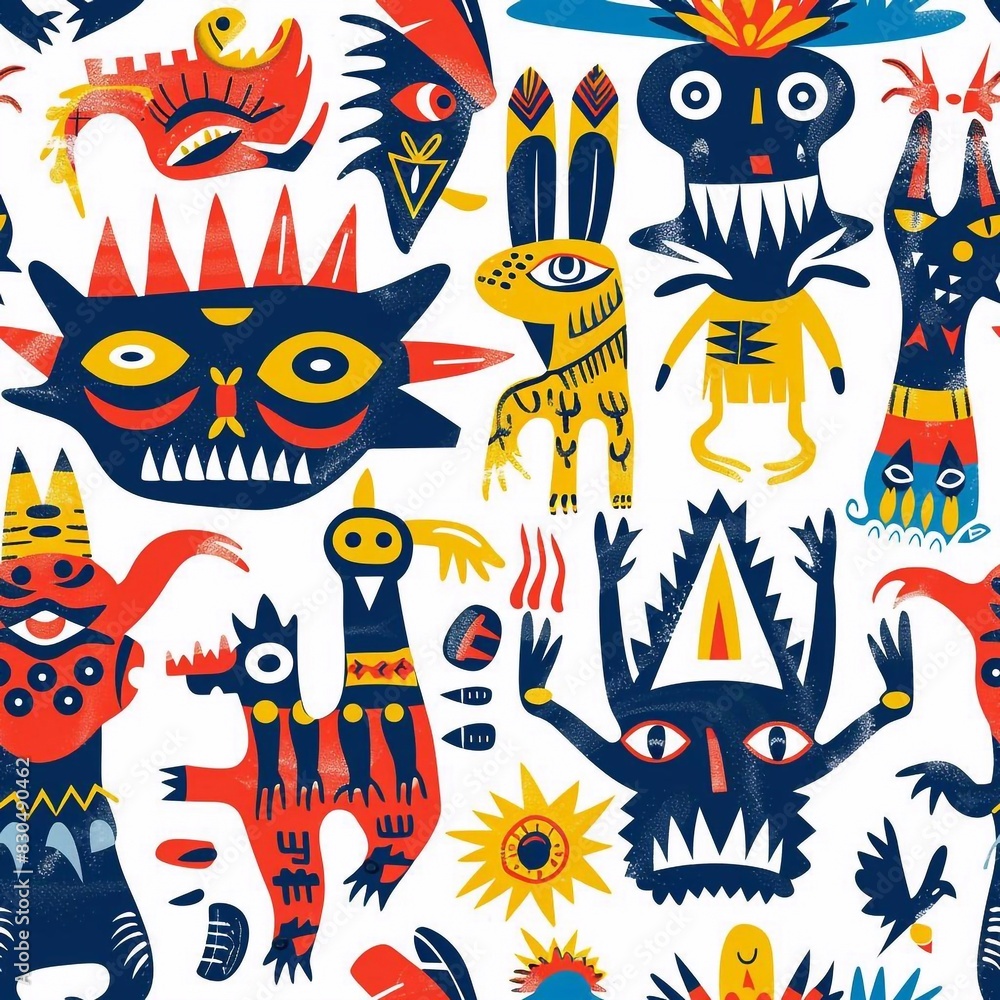 African Native Art Character Design Pattern Seamless generative ai art African Native Art Character Design Pattern Seamless generative ai art