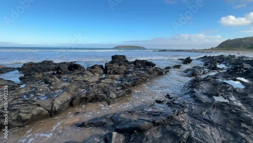 Landscape 4k footage of the rocks and ocean in front of Rosetta Head on the Victor Harbor Heritage Trail on the Fleurieu Peninsula in South Australia photo