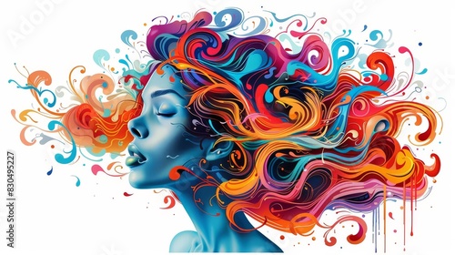 Abstract color swirls on decorative background design. Swirling colors in the concept of a woman © Wayu