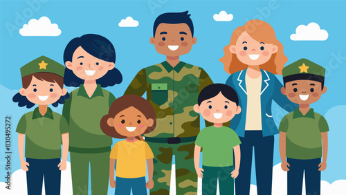 Dressed head to toe in camouflage students and teachers showed their support for the military on Camo Day during Spirit Week.. Vector illustration
