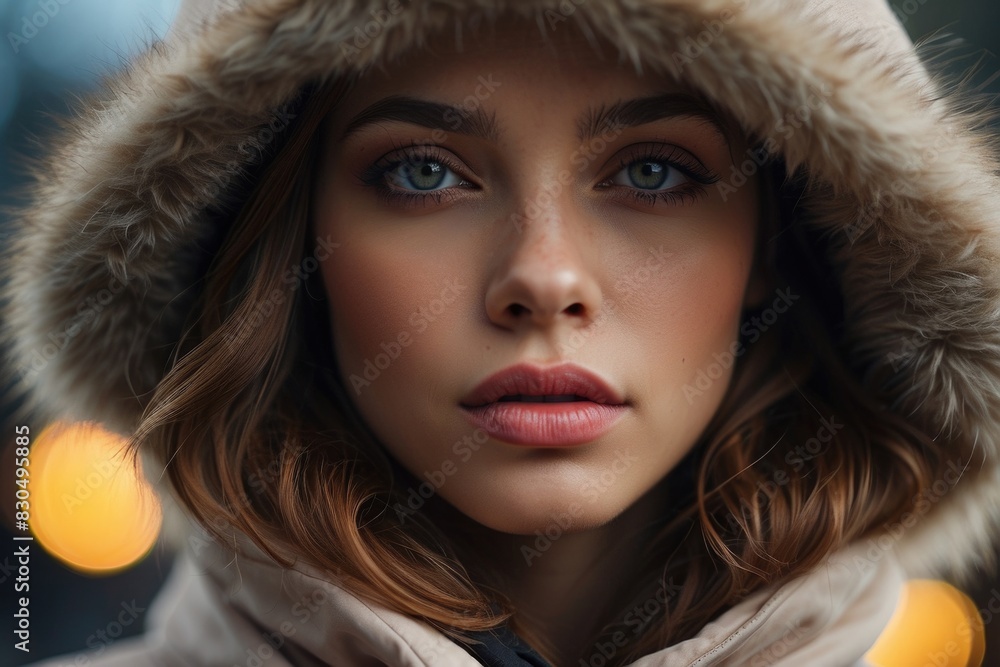 A beautiful portrait of a blonde woman with bokeh A beautiful portrait of a blonde woman with bokeh