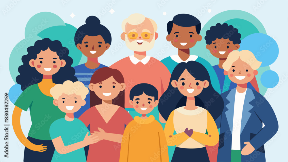 A display of community spirit and unity as people of all ages and backgrounds come together for a common cause.. Vector illustration A display of community spirit and unity as people of all ages and backgrounds come together for a common cause.. Vector illustration