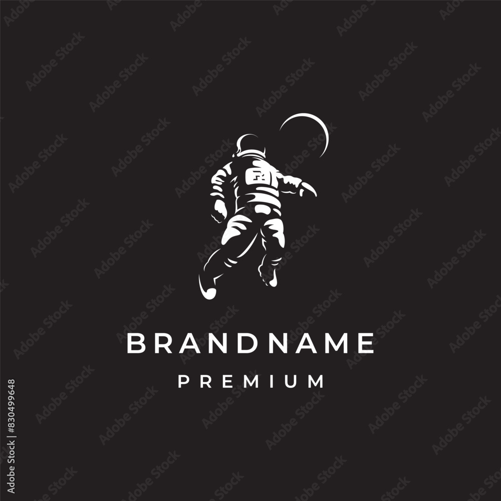 Fototapeta premium floating explorer space astronaut mascot logo icon vector template on dark background