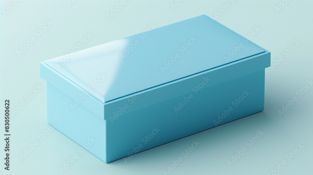 Naklejka premium Airy cerulean rectangular blank box paired with a light sky blue lid.