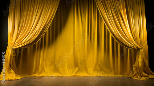 Yellow Stage Curtain Drapes Isolated Backdrop