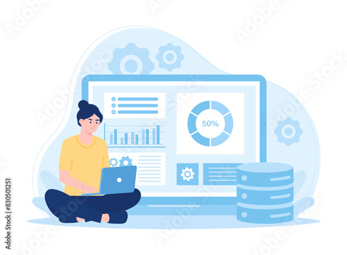 Online service or website business platform concept flat illustration