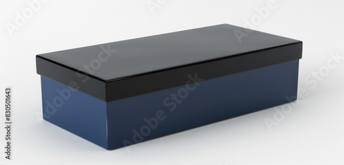 Dark midnight blue box with a black lid, rectangular and full of mystery. photo