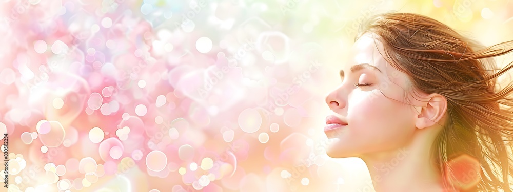 banner background with beautiful woman's face from the side banner background with beautiful woman's face from the side