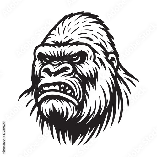 Line art of gorilla face angry vector