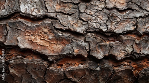 Close up image of the texture of a bark from a dried tree