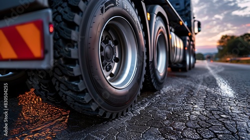 Obraz na płótnie two tires from a big truck as a close up shot w salonie