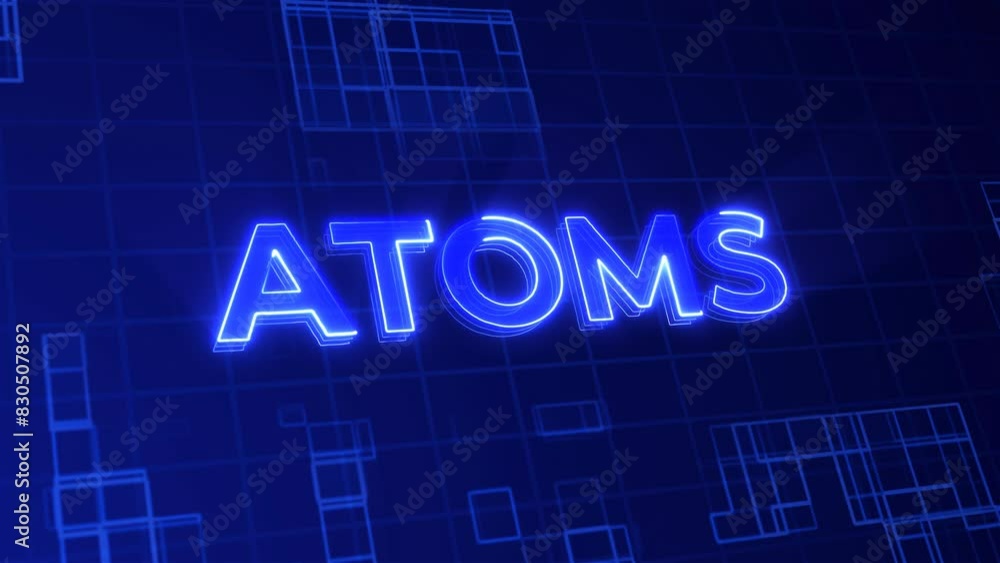 Atoms digital word neon text effect for high tech presentation or HUD panels Atoms digital word neon text effect for high tech presentation or HUD panels