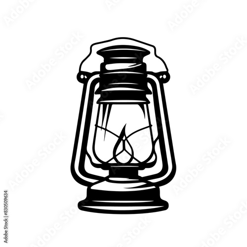 Minimalist Lantern Linocut Vector Icon - High Contrast Black and White Design