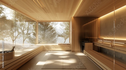 Modern wooden sauna interior design