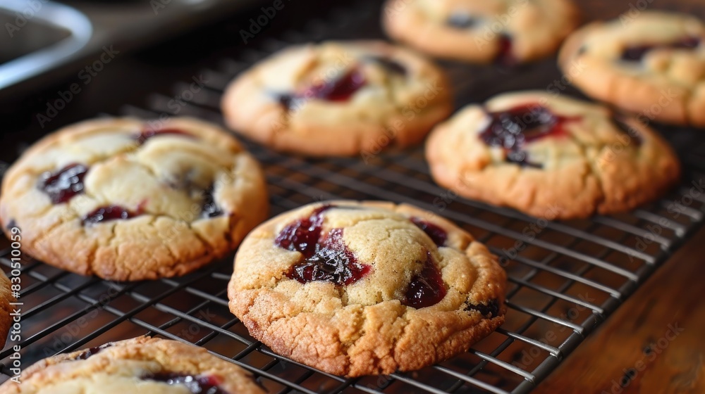 Cherry jam filled homemade cookies