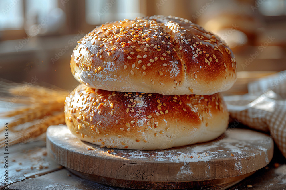 buns with sesame seeds, Generative Ai buns with sesame seeds, Generative Ai