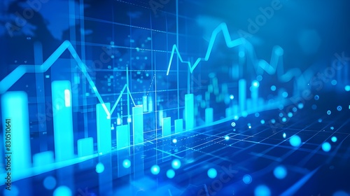 Wallpaper Mural A blurred background with a blue finance graph and investment bar, showcasing growth and success in the market with technology currency reports chart. Business stock world economy AI computer  Torontodigital.ca