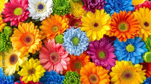  A cluster of vibrant flowers situated in the center of a floral arrangement