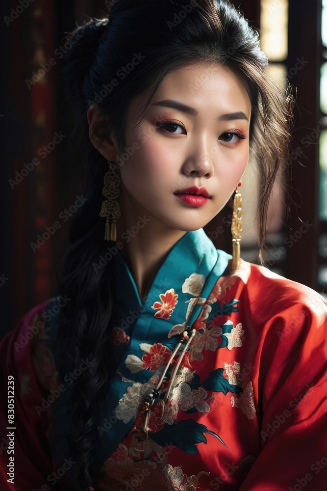 a beautiful woman in a traditional dress sitting on a chair a beautiful woman in a traditional dress sitting on a chair