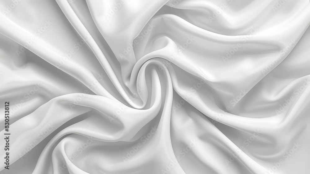 Fototapeta premium A tight shot of a white fabric, showcasing a profoundly wavy design at its center, along with the identical wave pattern at the fabric's back