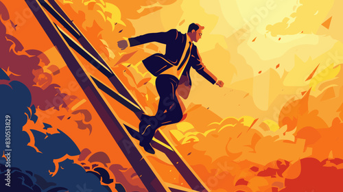 Failing Forward: Ambitious Businessman Falls from Ladder of Success in Pursuit of Career Goals