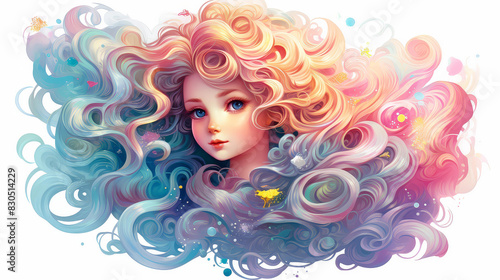 Playful Nebula illustration in chibi style with vivid colors and pastel tones.