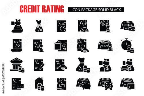 credit rating solid black icon Vector design good for website and mobile app