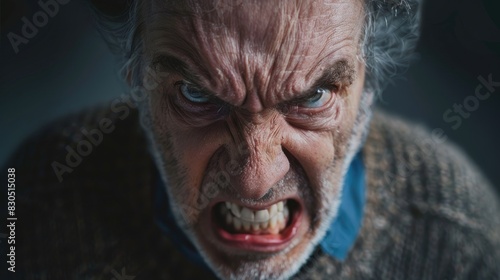 Portrait of an enraged middle aged man displaying anger