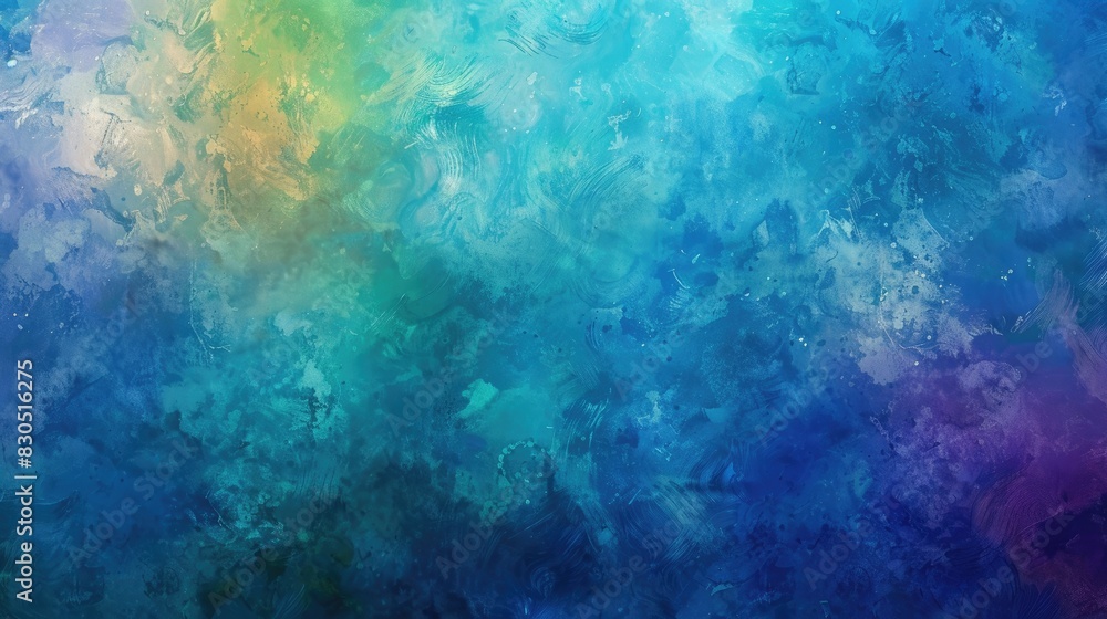 Background in blue hue with touches of yellow green cream and purple shades