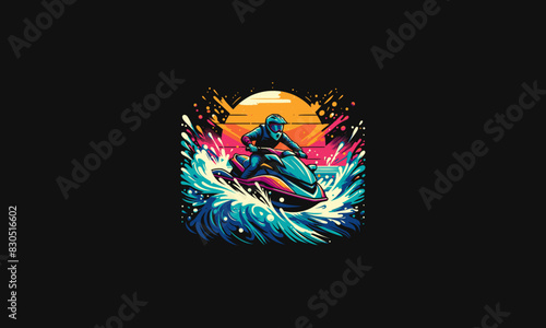 man playing jet ski vector illustration flat design