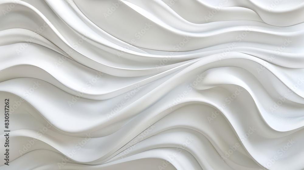 Obraz premium Clean and smooth wave-like forms in white create a seamless blend with a pristine background.