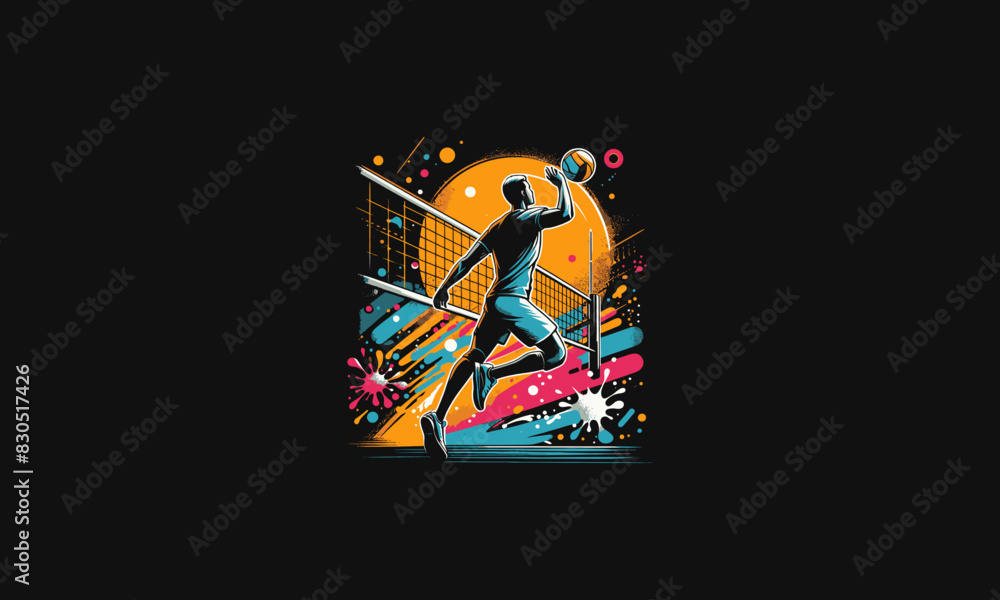 man playing volley vector illustration flat design man playing volley vector illustration flat design