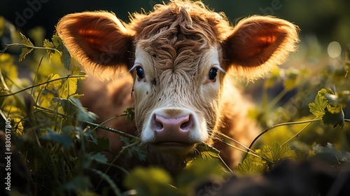 Cow bull calf peeks