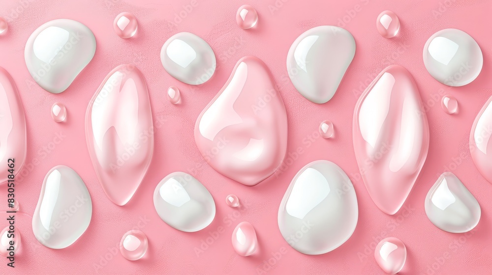 A pink and white background, filled with numerous water drops at the bottom beneath it, a separate pink background similarly adorned with many water drops A pink and white background, filled with numerous water drops at the bottom beneath it, a separate pink background similarly adorned with many water drops