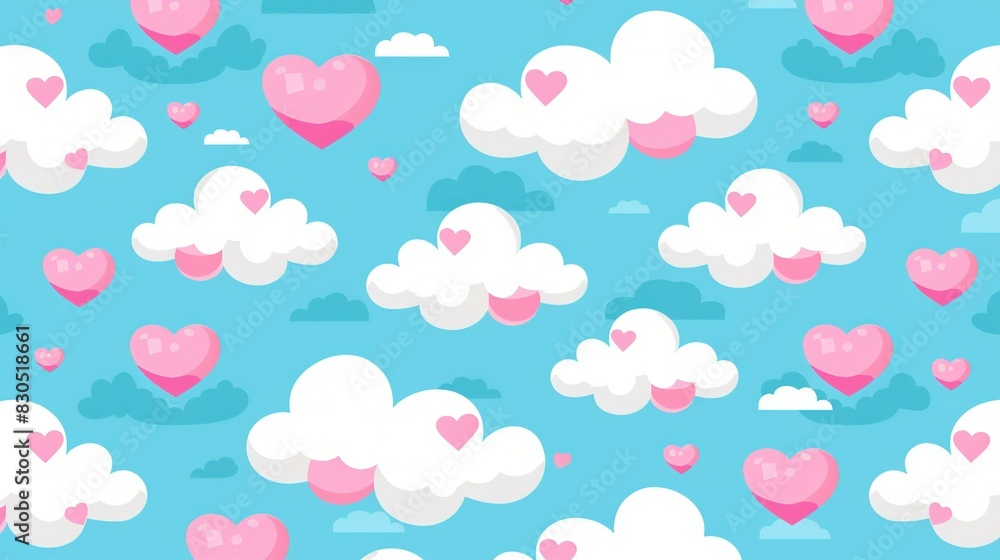 Heart-shaped clouds on a blue sky with a heart-shaped cloud Heart-shaped clouds on a blue sky with a heart-shaped cloud