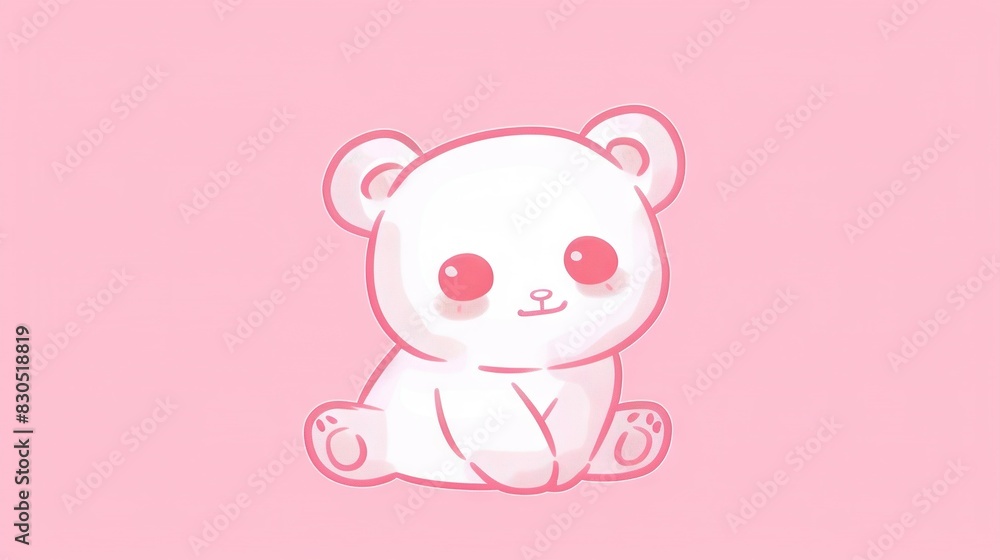 A white bear sits atop a pink backdrop, featuring a red dot in the center of its eye A white bear sits atop a pink backdrop, featuring a red dot in the center of its eye