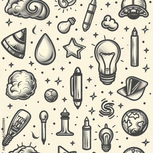 Wallpaper Mural hand drawn light bulb idea business doodles elements Torontodigital.ca