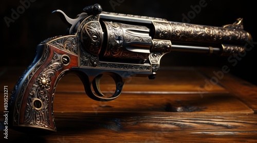 old pistol on the wooden