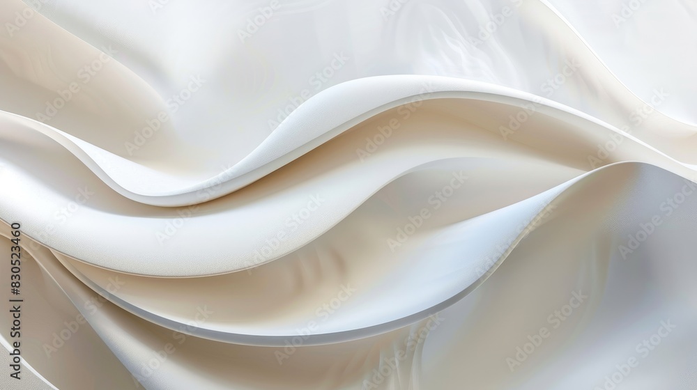 Obraz premium Abstract composition featuring flowing white wave surfaces on a clear background, evoking a sense of tranquility and elegance.