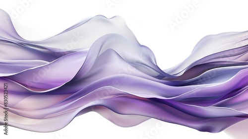  A digital illustration of a wave of mixed purple and white fluid on a pure white background