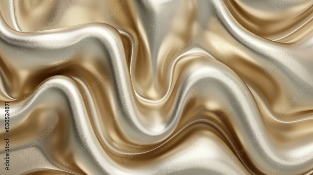 A tight shot of a metallic surface, displaying a wavy texture in its center Top right corner holds a gold and white color palette A tight shot of a metallic surface, displaying a wavy texture in its center Top right corner holds a gold and white color palette