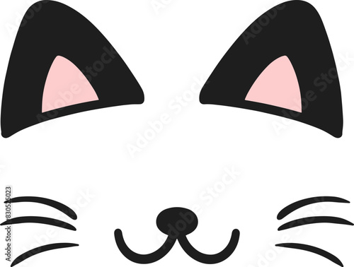 Cat ears illustration icon, cat, ears, cartoon, cute, illustration, color, icon, line,