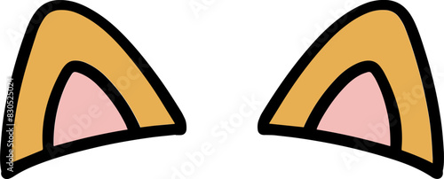 Cat ears illustration icon, cat, ears, cartoon, cute, illustration, color, icon, line,